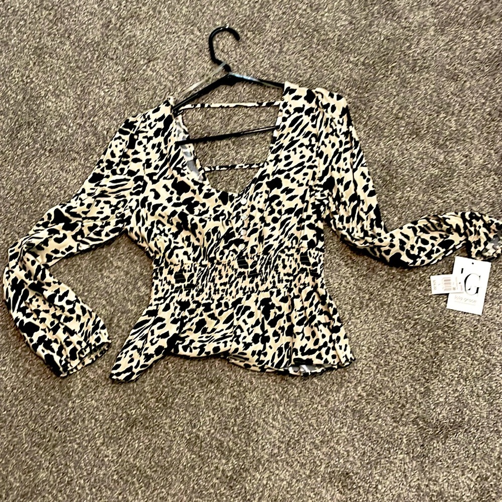 Leopard print dress shirt size Large